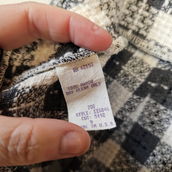 Vintage Tweed Knit Plaid Velvet Checkered Button Down Peplum Blazor Skirt Set - Picture 9 of 16